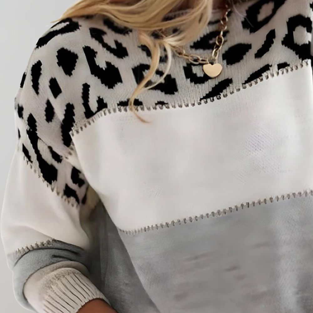 Diane | Pull en maille à accents léopard