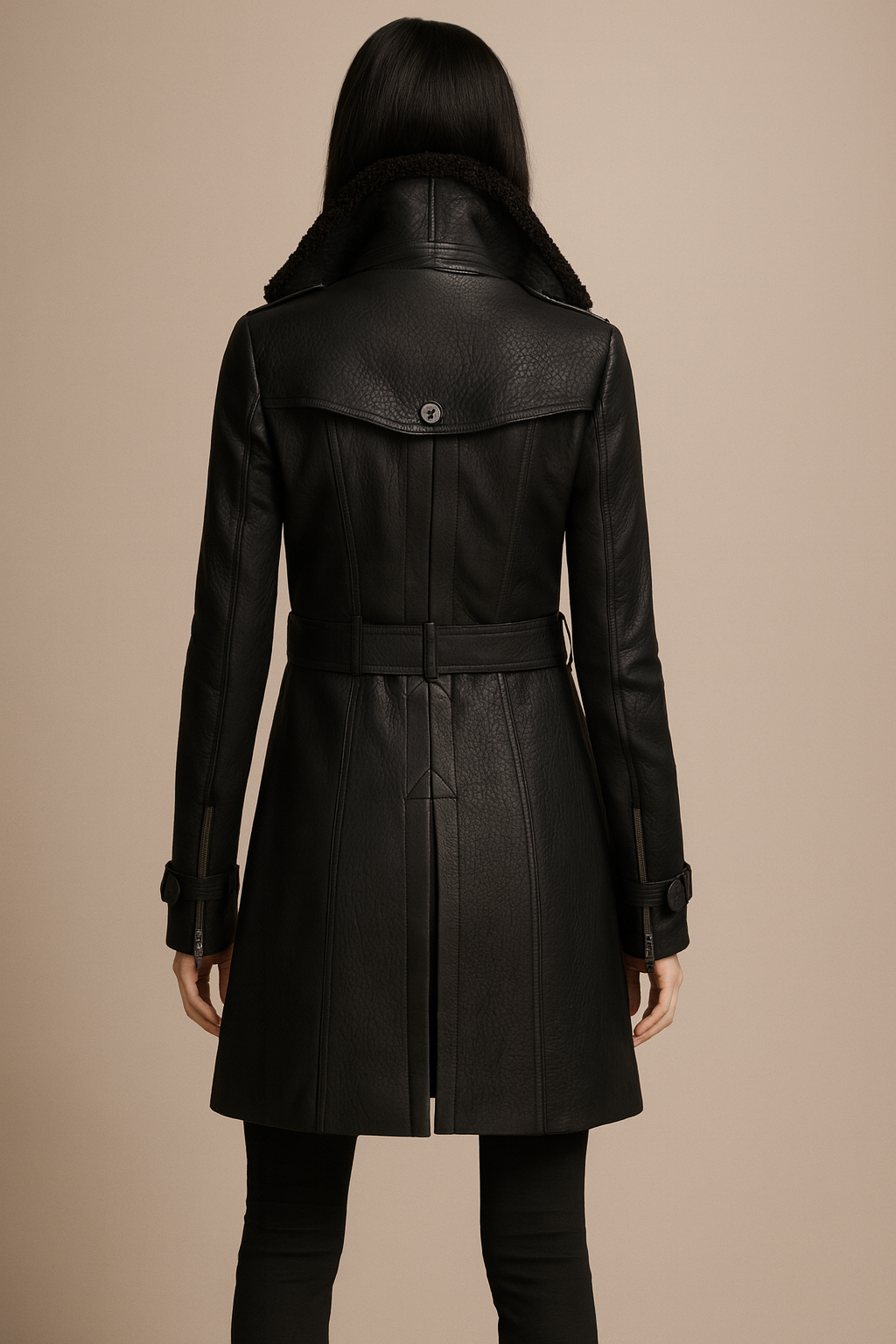 ALLESIA - MANTEAU EN CUIR ÉLÉGANT