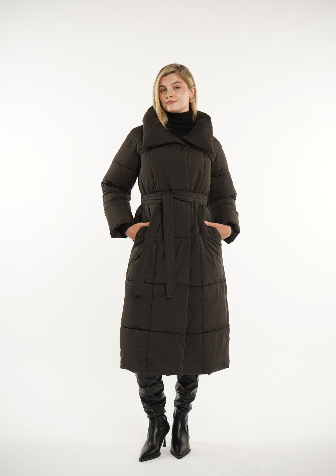 BLAIRE | VESTE PUFFER À BOUTON BULLET EXTRA LONGUE