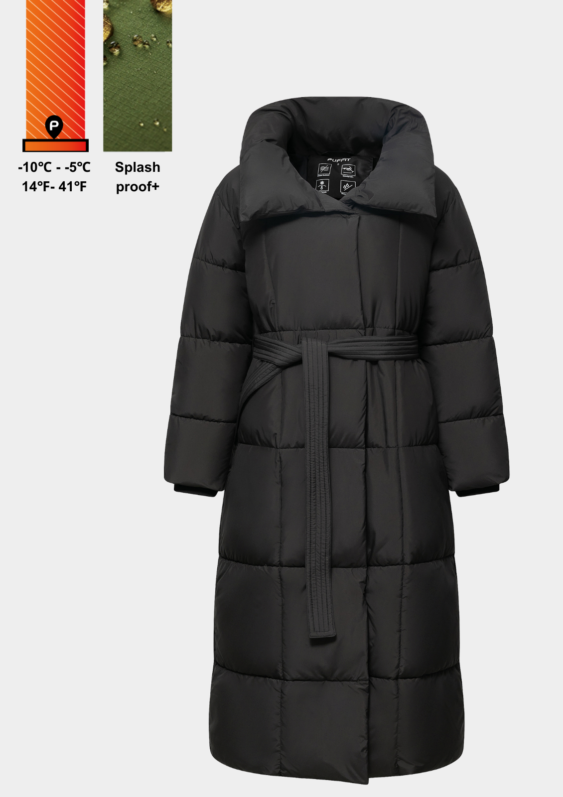 BLAIRE | VESTE PUFFER À BOUTON BULLET EXTRA LONGUE