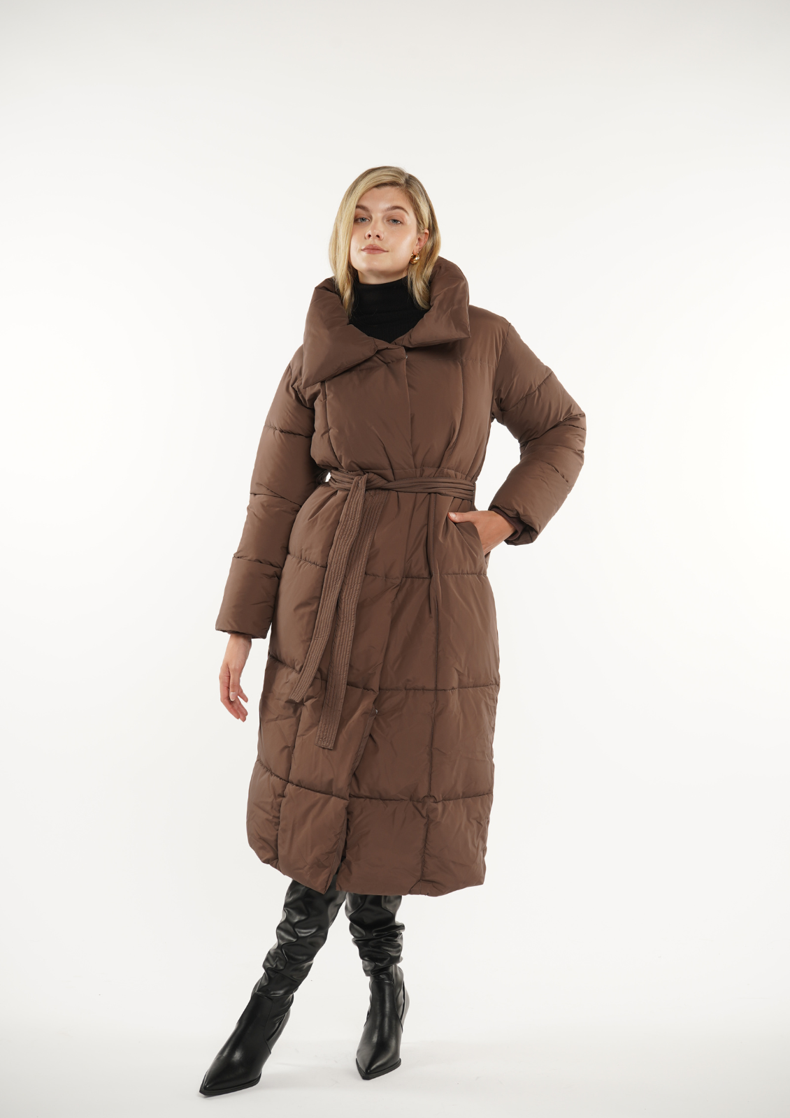 BLAIRE | VESTE PUFFER À BOUTON BULLET EXTRA LONGUE